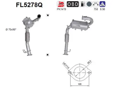 Ruß-/Partikelfilter, Abgasanlage AS FL5278Q Bild Ruß-/Partikelfilter, Abgasanlage AS FL5278Q