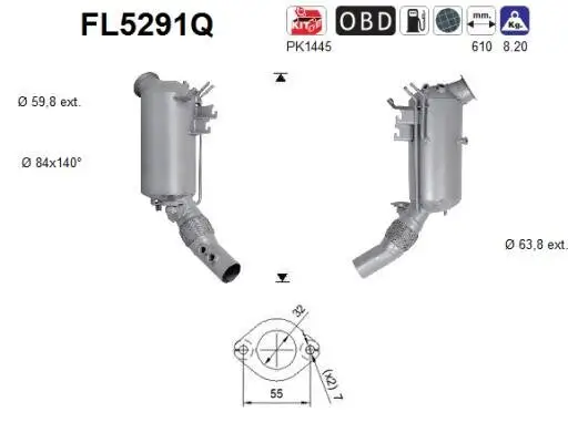 Ruß-/Partikelfilter, Abgasanlage AS FL5291Q Bild Ruß-/Partikelfilter, Abgasanlage AS FL5291Q