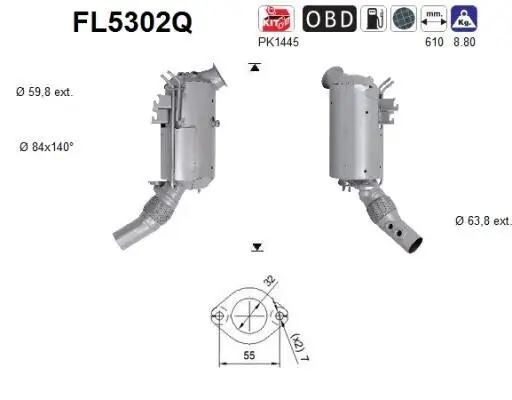 Ruß-/Partikelfilter, Abgasanlage AS FL5302Q Bild Ruß-/Partikelfilter, Abgasanlage AS FL5302Q