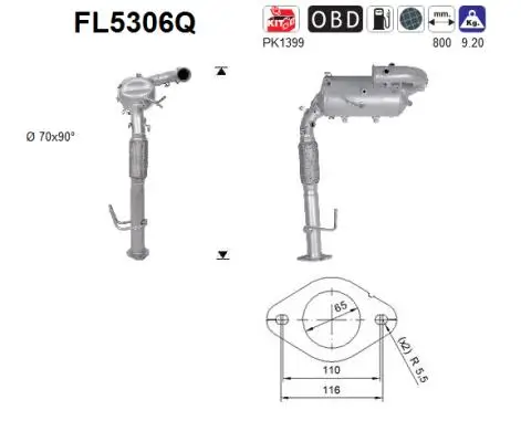 Ruß-/Partikelfilter, Abgasanlage AS FL5306Q Bild Ruß-/Partikelfilter, Abgasanlage AS FL5306Q