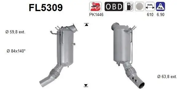 Ruß-/Partikelfilter, Abgasanlage AS FL5309