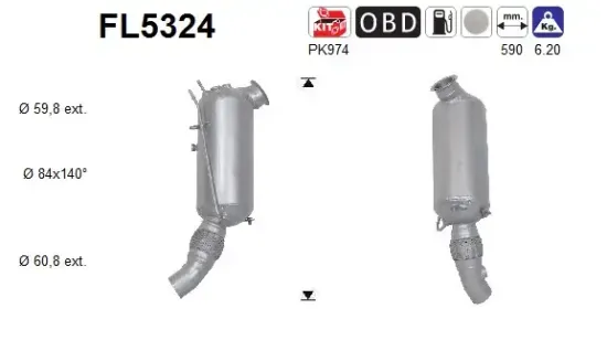 Ruß-/Partikelfilter, Abgasanlage AS FL5324 Bild Ruß-/Partikelfilter, Abgasanlage AS FL5324