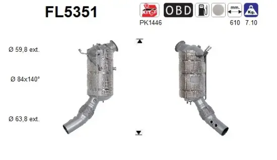 Ruß-/Partikelfilter, Abgasanlage AS FL5351 Bild Ruß-/Partikelfilter, Abgasanlage AS FL5351