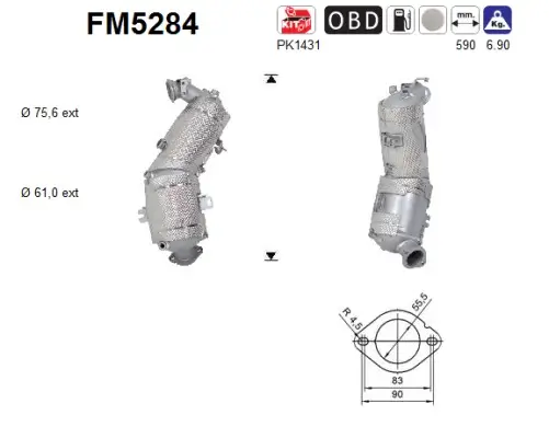 Ruß-/Partikelfilter, Abgasanlage AS FM5284 Bild Ruß-/Partikelfilter, Abgasanlage AS FM5284