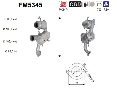 Ruß-/Partikelfilter, Abgasanlage AS FM5345 Bild Ruß-/Partikelfilter, Abgasanlage AS FM5345