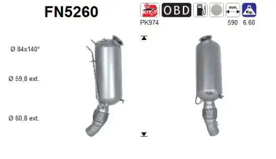 Ruß-/Partikelfilter, Abgasanlage AS FN5260 Bild Ruß-/Partikelfilter, Abgasanlage AS FN5260