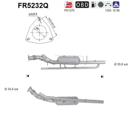 Ruß-/Partikelfilter, Abgasanlage AS FR5232Q Bild Ruß-/Partikelfilter, Abgasanlage AS FR5232Q