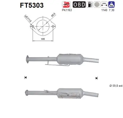 Ruß-/Partikelfilter, Abgasanlage AS FT5303