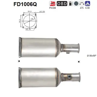 Ruß-/Partikelfilter, Abgasanlage AS FD1006Q Bild Ruß-/Partikelfilter, Abgasanlage AS FD1006Q