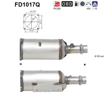 Ruß-/Partikelfilter, Abgasanlage AS FD1017Q Bild Ruß-/Partikelfilter, Abgasanlage AS FD1017Q