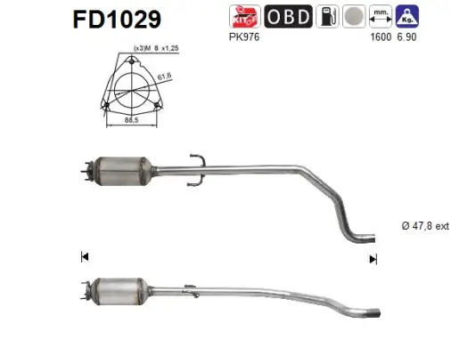 Ruß-/Partikelfilter, Abgasanlage AS FD1029 Bild Ruß-/Partikelfilter, Abgasanlage AS FD1029