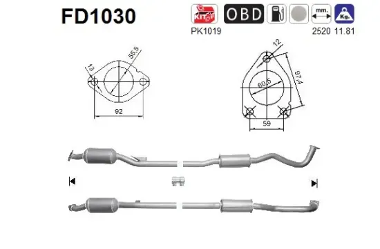 Ruß-/Partikelfilter, Abgasanlage AS FD1030 Bild Ruß-/Partikelfilter, Abgasanlage AS FD1030
