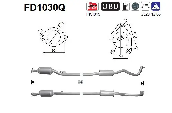 Ruß-/Partikelfilter, Abgasanlage AS FD1030Q
