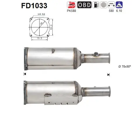 Ruß-/Partikelfilter, Abgasanlage AS FD1033 Bild Ruß-/Partikelfilter, Abgasanlage AS FD1033