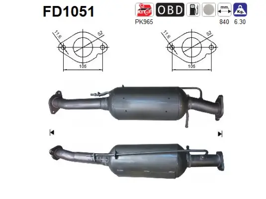 Ruß-/Partikelfilter, Abgasanlage AS FD1051 Bild Ruß-/Partikelfilter, Abgasanlage AS FD1051