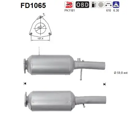 Ruß-/Partikelfilter, Abgasanlage AS FD1065 Bild Ruß-/Partikelfilter, Abgasanlage AS FD1065
