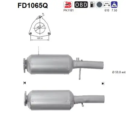 Ruß-/Partikelfilter, Abgasanlage AS FD1065Q Bild Ruß-/Partikelfilter, Abgasanlage AS FD1065Q