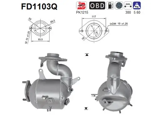 Ruß-/Partikelfilter, Abgasanlage AS FD1103Q Bild Ruß-/Partikelfilter, Abgasanlage AS FD1103Q