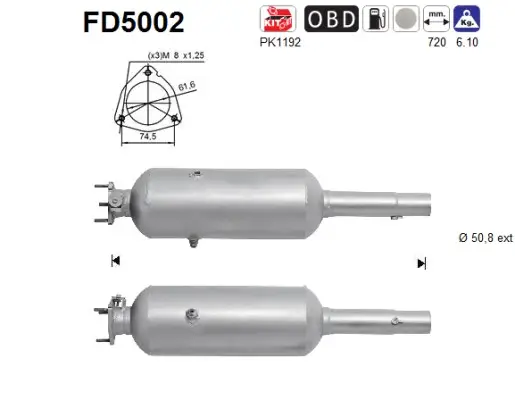 Ruß-/Partikelfilter, Abgasanlage AS FD5002 Bild Ruß-/Partikelfilter, Abgasanlage AS FD5002