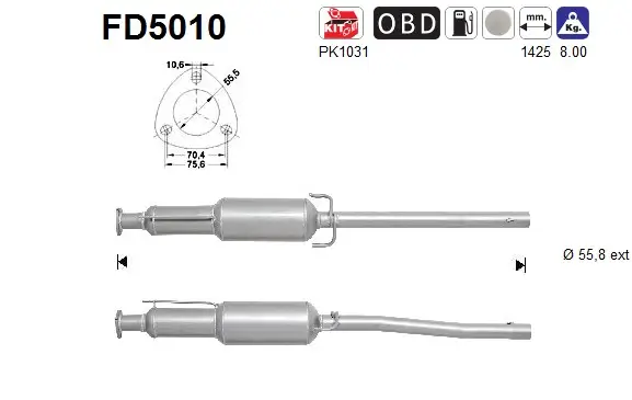 Ruß-/Partikelfilter, Abgasanlage AS FD5010