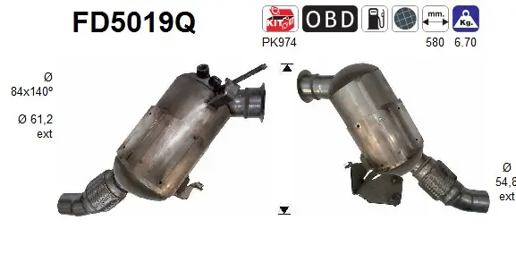 Ruß-/Partikelfilter, Abgasanlage AS FD5019Q