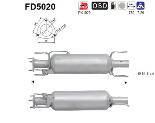 Ruß-/Partikelfilter, Abgasanlage AS FD5020 Bild Ruß-/Partikelfilter, Abgasanlage AS FD5020