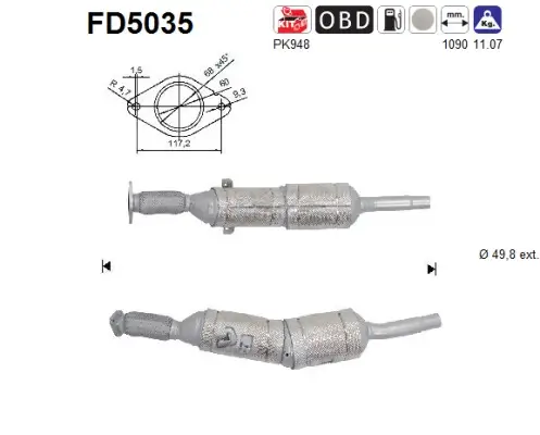 Ruß-/Partikelfilter, Abgasanlage AS FD5035 Bild Ruß-/Partikelfilter, Abgasanlage AS FD5035