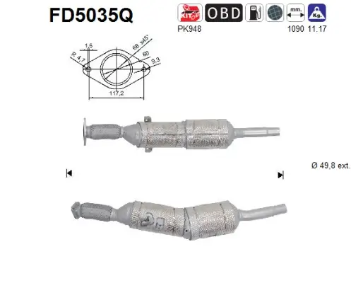 Ruß-/Partikelfilter, Abgasanlage AS FD5035Q Bild Ruß-/Partikelfilter, Abgasanlage AS FD5035Q