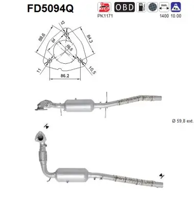 Ruß-/Partikelfilter, Abgasanlage AS FD5094Q Bild Ruß-/Partikelfilter, Abgasanlage AS FD5094Q