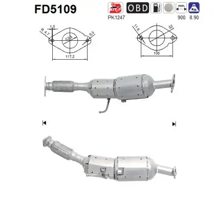 Ruß-/Partikelfilter, Abgasanlage AS FD5109 Bild Ruß-/Partikelfilter, Abgasanlage AS FD5109