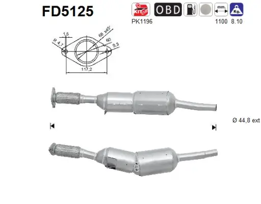 Ruß-/Partikelfilter, Abgasanlage AS FD5125 Bild Ruß-/Partikelfilter, Abgasanlage AS FD5125