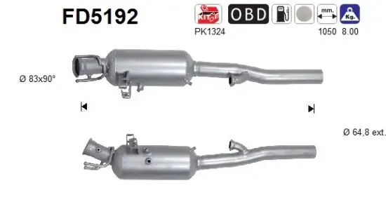 Ruß-/Partikelfilter, Abgasanlage AS FD5192 Bild Ruß-/Partikelfilter, Abgasanlage AS FD5192