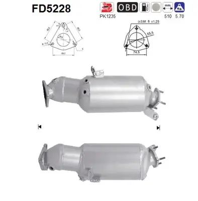 Ruß-/Partikelfilter, Abgasanlage AS FD5228 Bild Ruß-/Partikelfilter, Abgasanlage AS FD5228