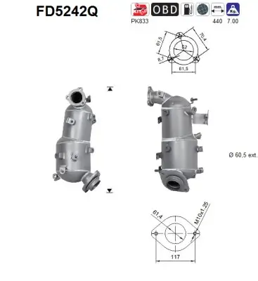 Ruß-/Partikelfilter, Abgasanlage AS FD5242Q Bild Ruß-/Partikelfilter, Abgasanlage AS FD5242Q