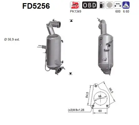 Ruß-/Partikelfilter, Abgasanlage AS FD5256 Bild Ruß-/Partikelfilter, Abgasanlage AS FD5256