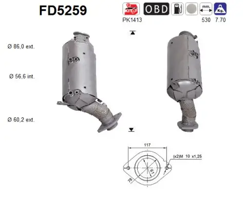 Ruß-/Partikelfilter, Abgasanlage AS FD5259 Bild Ruß-/Partikelfilter, Abgasanlage AS FD5259