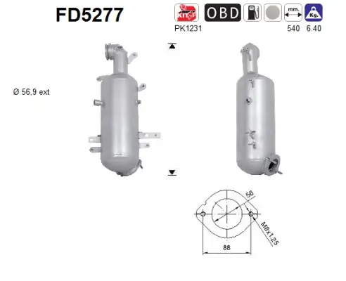 Ruß-/Partikelfilter, Abgasanlage AS FD5277 Bild Ruß-/Partikelfilter, Abgasanlage AS FD5277