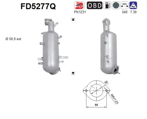 Ruß-/Partikelfilter, Abgasanlage AS FD5277Q Bild Ruß-/Partikelfilter, Abgasanlage AS FD5277Q