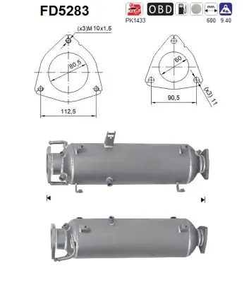 Ruß-/Partikelfilter, Abgasanlage AS FD5283 Bild Ruß-/Partikelfilter, Abgasanlage AS FD5283