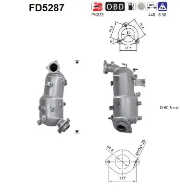 Ruß-/Partikelfilter, Abgasanlage AS FD5287 Bild Ruß-/Partikelfilter, Abgasanlage AS FD5287