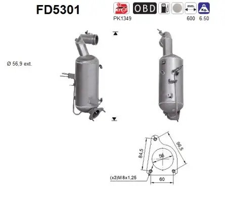 Ruß-/Partikelfilter, Abgasanlage AS FD5301