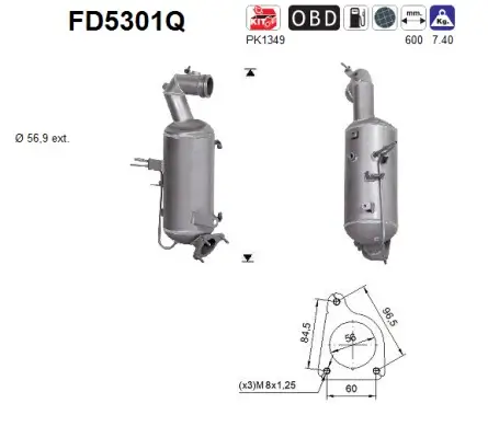 Ruß-/Partikelfilter, Abgasanlage AS FD5301Q Bild Ruß-/Partikelfilter, Abgasanlage AS FD5301Q