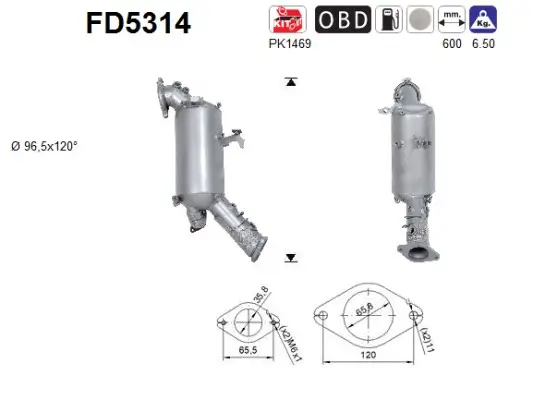 Ruß-/Partikelfilter, Abgasanlage AS FD5314 Bild Ruß-/Partikelfilter, Abgasanlage AS FD5314