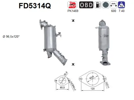 Ruß-/Partikelfilter, Abgasanlage AS FD5314Q