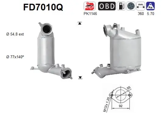 Ruß-/Partikelfilter, Abgasanlage AS FD7010Q
