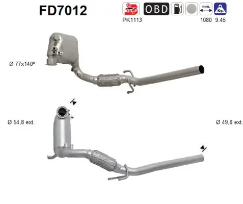 Ruß-/Partikelfilter, Abgasanlage AS FD7012 Bild Ruß-/Partikelfilter, Abgasanlage AS FD7012