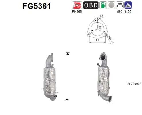 Ruß-/Partikelfilter, Abgasanlage AS FG5361 Bild Ruß-/Partikelfilter, Abgasanlage AS FG5361