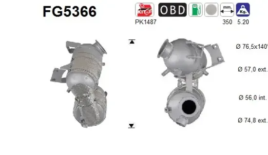 Ruß-/Partikelfilter, Abgasanlage AS FG5366 Bild Ruß-/Partikelfilter, Abgasanlage AS FG5366