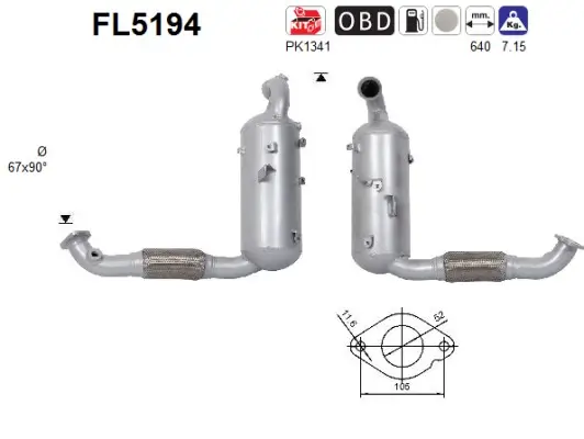 Ruß-/Partikelfilter, Abgasanlage AS FL5194