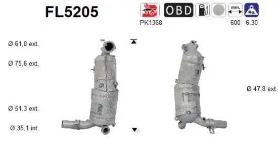 Ruß-/Partikelfilter, Abgasanlage AS FL5205 Bild Ruß-/Partikelfilter, Abgasanlage AS FL5205